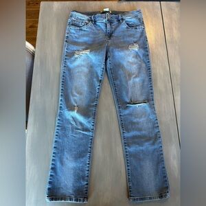 Democracy Women's Straight Leg Distressed Blue Jeans